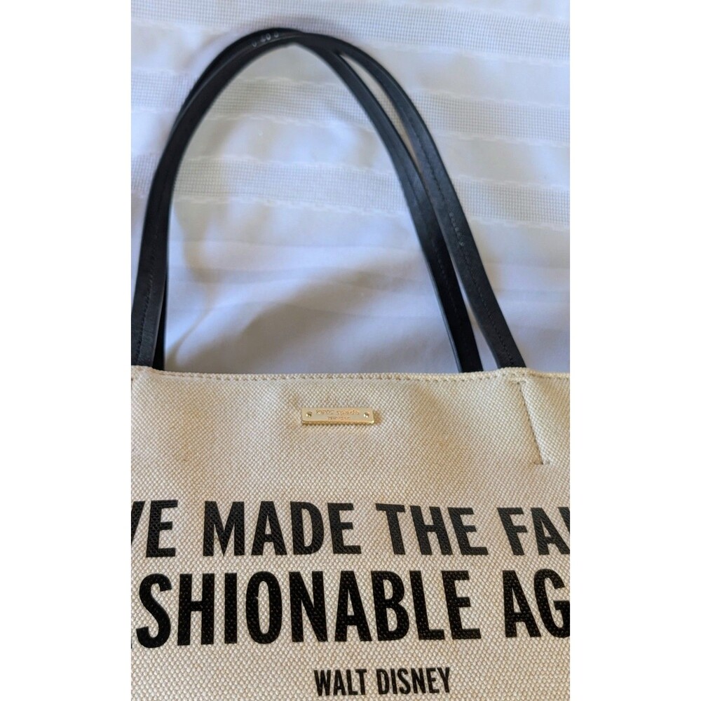 Kate Spade Disney Fairytale Fashionable Canvas Tote Bag Silver Glitter Black - Picture 3 of 16